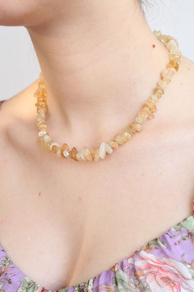 Crystalclem Citrine Natural Stone Necklace Broken Stone Abundance Abundance Necklace