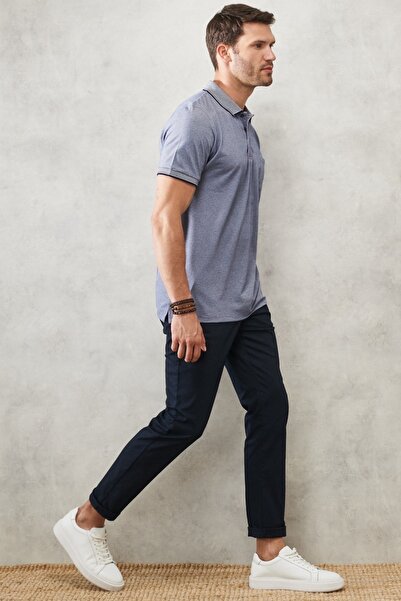 AC&Co / Altınyıldız Classics Men's Navy Blue Slim Fit Slim Fit Side Pocket Flexible Chino Trousers