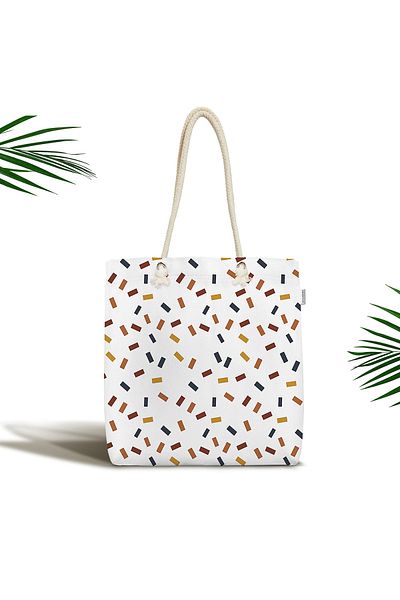 Realhomes Colorful Minimal Rectangular Drawing Zippered Fabric Shoulder Bag