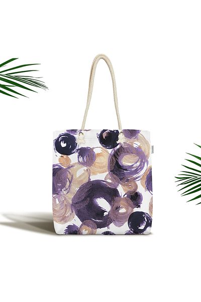 Realhomes Watercolor Motif Oval Drawing Decorative Zippered Fabric Shoulder Bag