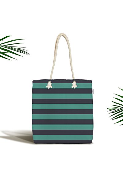 Realhomes Зелена та синя сумка через плече з прямими смужками, спеціального дизайну, на блискавці