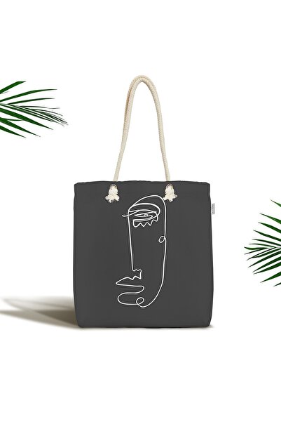 Realhomes Темно-сіра сумка через плече з дизайном обличчя та блискавкою