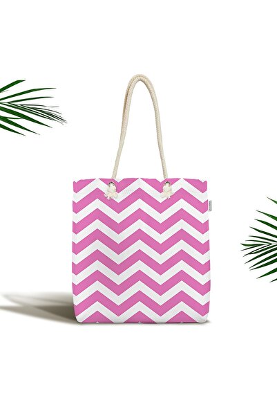 Realhomes Рожева пляжна сумка з декоративною блискавкою та зигзагоподібним дизайном