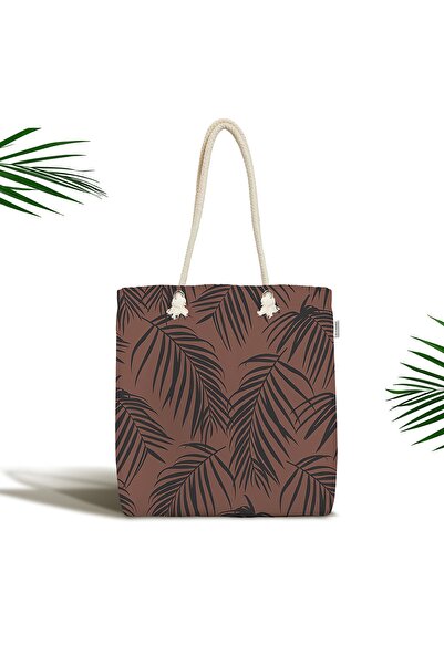 Realhomes Кавова тканинна пляжна сумка з блискавкою та дизайном у вигляді чор...