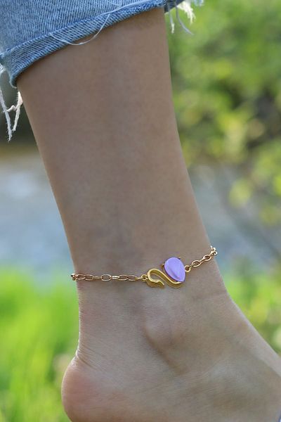 Dukkanka Colorful Swan Design Rectangular Chain Anklet