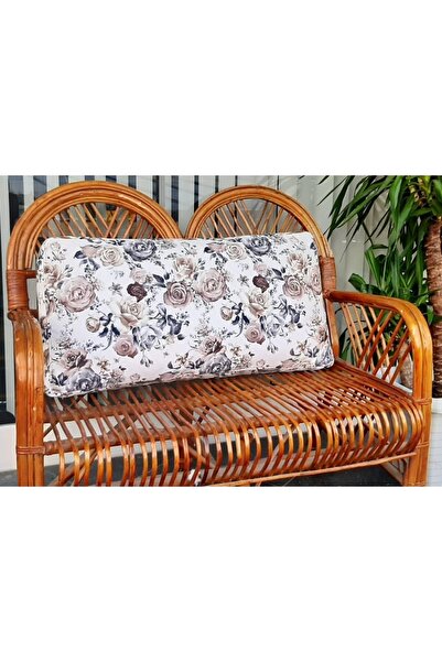 AYPETEKS Sütlü Kahve Çiçekli Sırt Minderi / Koltuk Kırlenti / Kanepe Kırlent Kılıfı