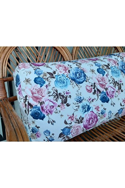 AYPETEKS Açık Mavi Çiçekli Sırt Minderi / Koltuk Kırlenti / Kanepe Kırlent Kı...