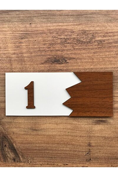 Amorf Design Dekoratif Ahşap Kapı Numarası Beyaz-ceviz