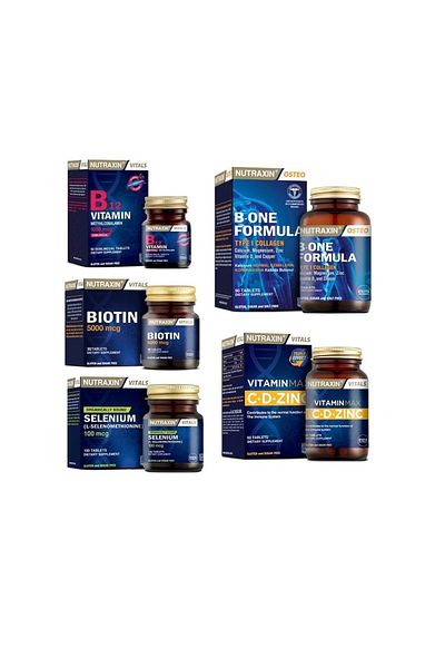 Nutraxin B-One Formula 90 Tablets - Selenium, Biotin and Vitamin Max(C,D,Zinc)+B12 Dilated