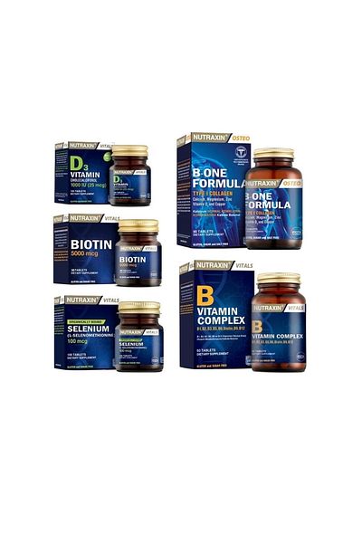 Nutraxin B-One Formula 90 Tablets + Biotin + Selenium + Vitamin D3 + Vitamin B 60 Tablets