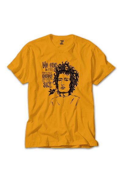 Z zepplin Κίτρινο μπλουζάκι με σχέδιο Bob Dylan Birds