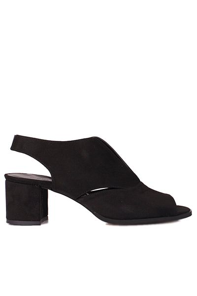 Fitbas 111606   008 Sandale cu toc din piele intoarsa neagra pentru dama