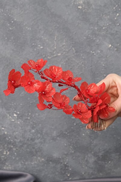 Limelia Червена Туана Цвете Специален дизайн Сватбена коронка от къна