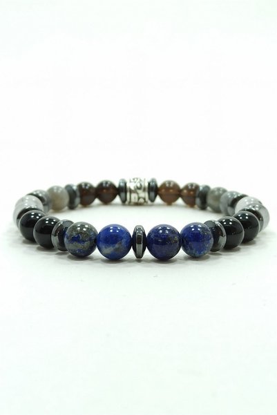 Proff Men's Bracelet Prof - Lapis Lazuli, Rutil Quartz and Karma Natural Stone