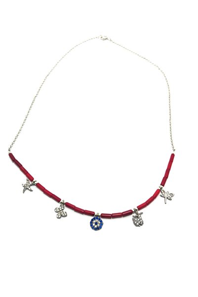 Midyat Nurtaş Gümüş Doğal Taşlı Boncuk & Yıldız Model 925 Ayar Gümüş Kolye 20...