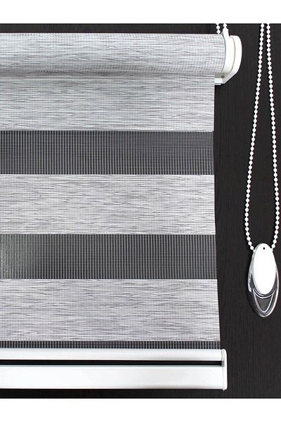 buperde Light Gray Eco Bamboo Zebra Roller Blind