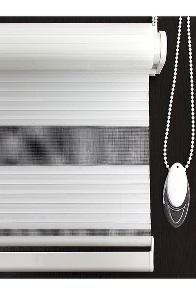 buperde White Narrow Pleated Pleated Zebra Roller Blind