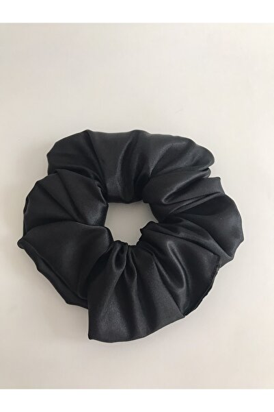 PratikDikisco Γυναικεία μαύρη σατέν αγκράφα Scrunchie Simit