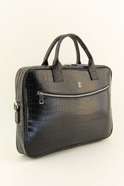 HNB حقيبة لاب توب تمساح مقاس 15 و15.6 بوصة باللون الأسود للجنسين