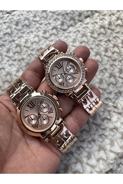 ÇENÇEN Sevgili Çift Gold Çelik Kasa Analog Kol Saati