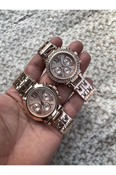 ÇENÇEN Sevgili Çift Gold Çelik Kasa Analog Kol Saati