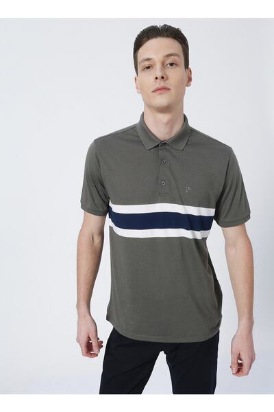 Fabrika Comfort cm t 712 Men's Regular Fit Jacquard Khaki Polo T-Shirt