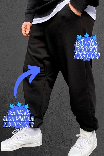 ROLLIE Men's Black Oversize Sweatpants Large Size