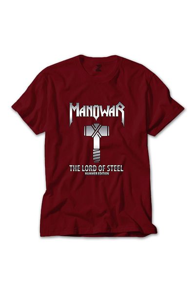 Z zepplin Manowar The Lord Of Steel Γκρι Μπλουζάκι Κόκκινο T-Shirt
