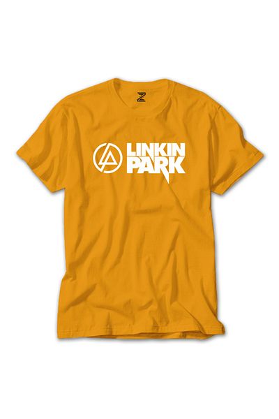 Z zepplin Λογότυπο Linkin Park και κίτρινο T-shirt Texte