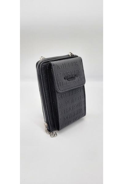 Harvey Miller Polo Club Harvey Miller Monogram Printed Unisex Phone Holder Bag Wallet Black Color