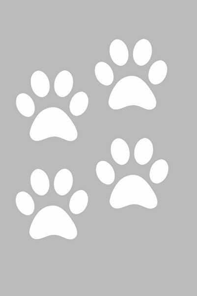 Bak Karıştır White Paw Sticker - 4 Pieces, 7x7 Cm