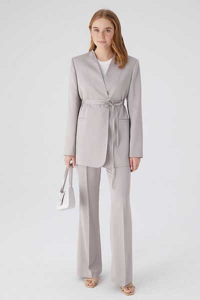 Manuka Satin Flared Trousers Stone
