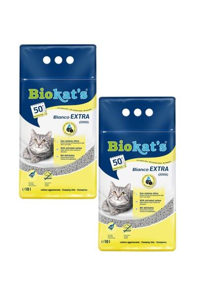 Biokats Biokat's Bianco Extra Hijyenik Topaklanan Bentonit Kedi Kumu 10 Lt (2...