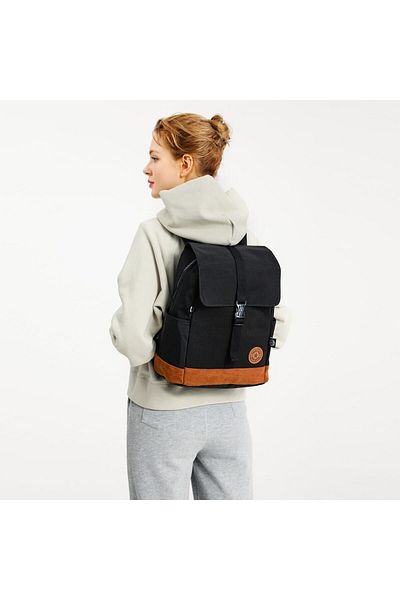 SMART BAGS 3092 Suede Detailed Backpack Black School Laptop Compartment