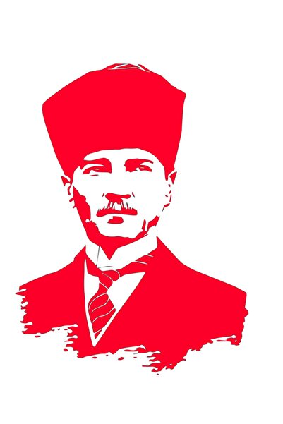 Bak Karıştır Ataturk Silhouette Red Sticker - 15x20 Cm