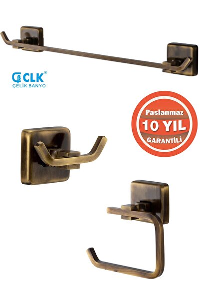 ÇELİK BANYO Paslanmaz Pirinç Havluluk-bornozluk-tuvalet Kağıtlık Antik(KU10-0...