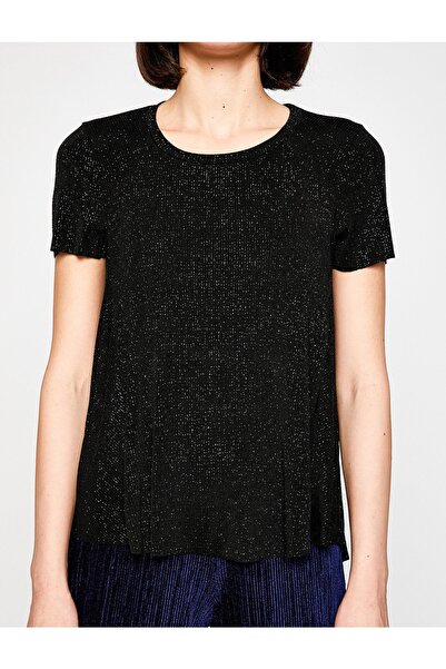 Koton Dámské černé tričko 8KAK34674FK