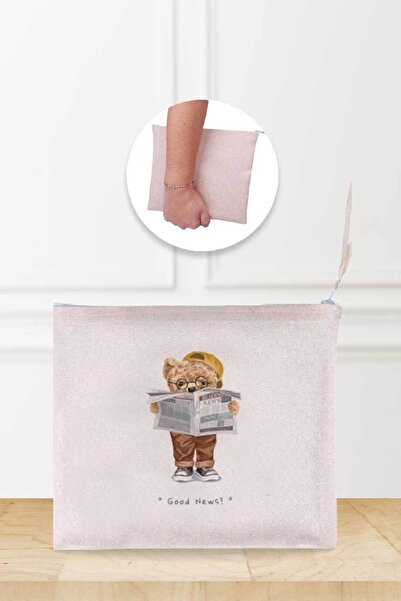 Gizeo Concept Чанта за грим с шарка от лен и вестник