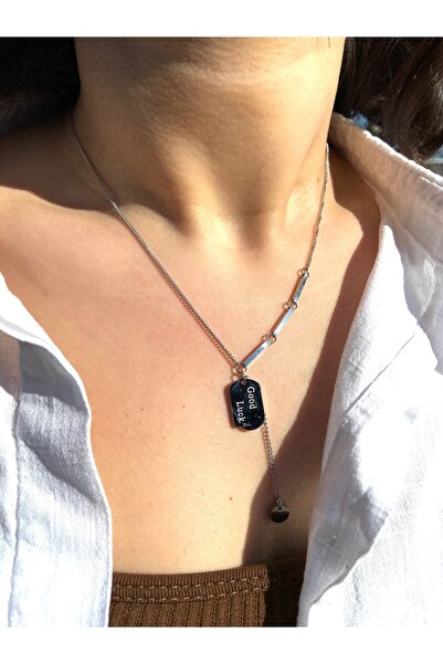 SINE ACCESSORY قلادة فضية جيدة الحظ من الفولاذ المقاوم للتشويه