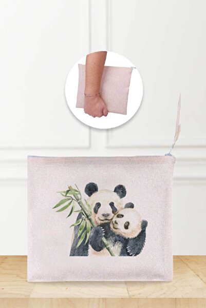 Gizeo Concept Ленена чантичка за грим с шарка на щастлива панда