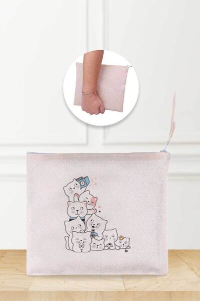 Gizeo Concept Ленена чантичка за грим Sweet Cats с шарки