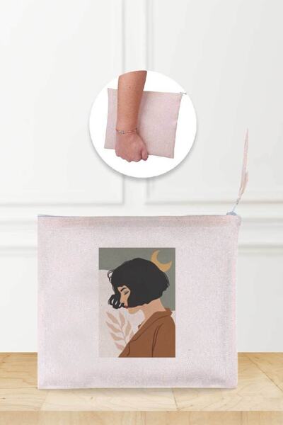 Gizeo Concept Короткострижена абстрактна жінка з візерунком на лляній косметичці