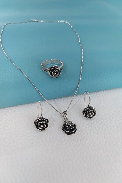 Mutlu Gümüş Telkari Gül Takım