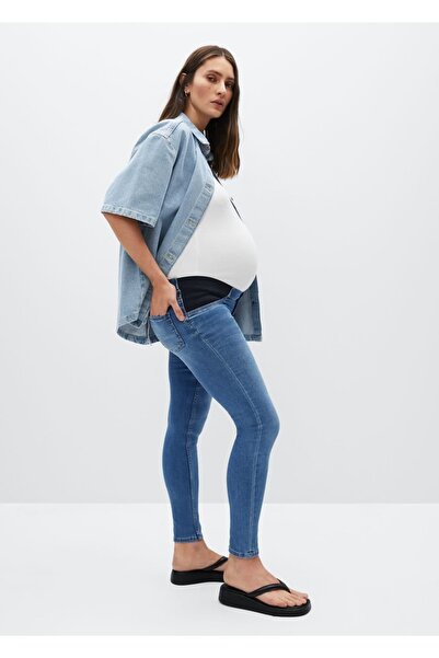 MANGO Woman Damen Jeanshose mit normaler Taille in blau