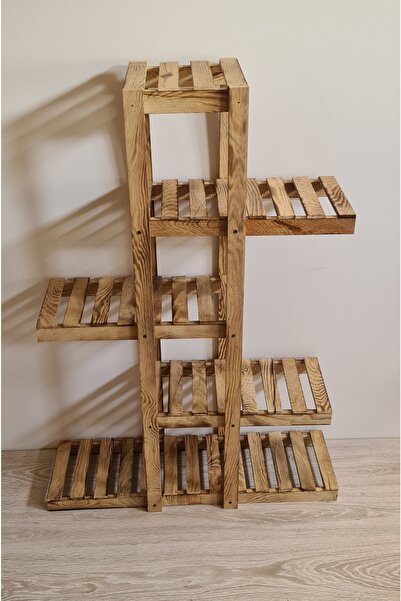 Ahşap Egn Dekoratif Rustik Çiçeklik Rafı