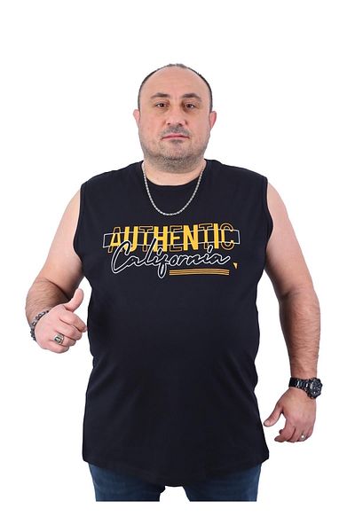 Starbattal Ανδρικό μπλουζάκι μεγάλου μεγέθους Bis Neck California Black 22133-1-std