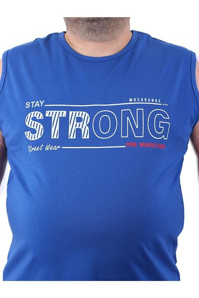 Starbattal Ανδρικό μπλουζάκι μεγάλου μεγέθους Bis Collar Strong Indigo 22127-2-std
