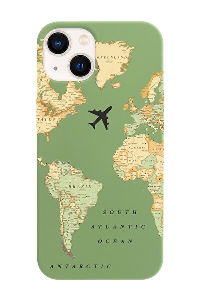 shoptocase Iphone 13 Uyumlu Eski Dünya Haritası Tasarımlı Lasman Telefon Kılıfı