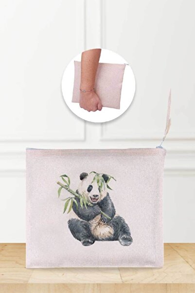 Gizeo Concept Сладка ленена чантичка за грим с шарка на панда