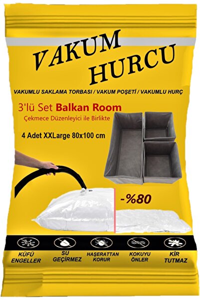 Vakum Hurcu طقم مكنسة كهربائية Xxlarge 80x100 سم 4 قطع - كيس وحقيبة